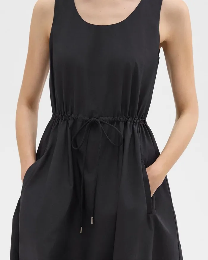 Women Dresses Theory Sleeveless Drawstring Dress In CottonBlend Black
