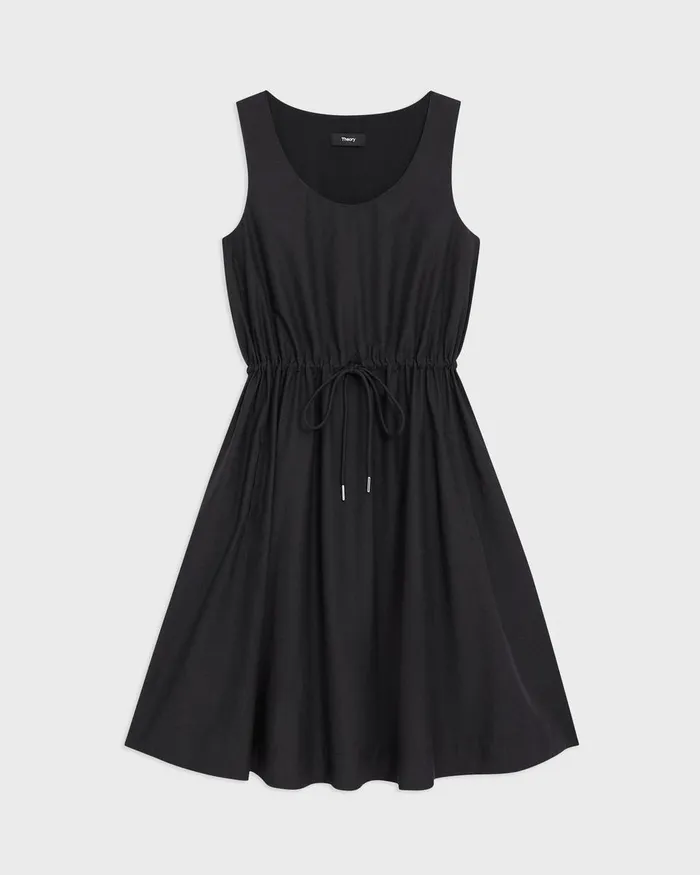 Women Dresses Theory Sleeveless Drawstring Dress In CottonBlend Black