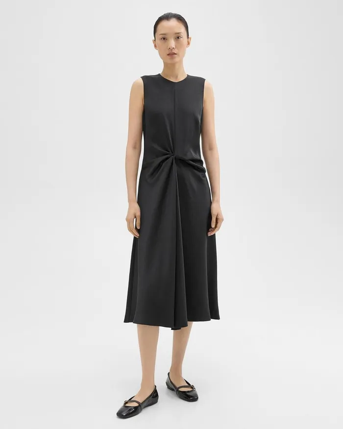 Women Dresses Theory Twisted Midi Dress Black