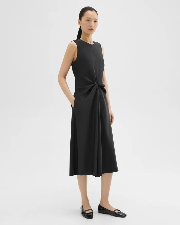 Women Dresses Theory Twisted Midi Dress Black