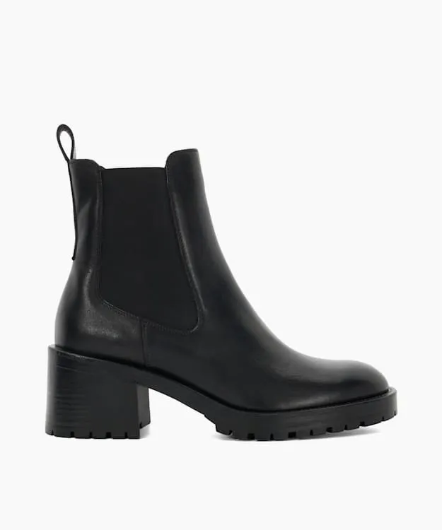 Women Dune London Ankle Boots Chunky Block Heel Chelsea Boots Black
