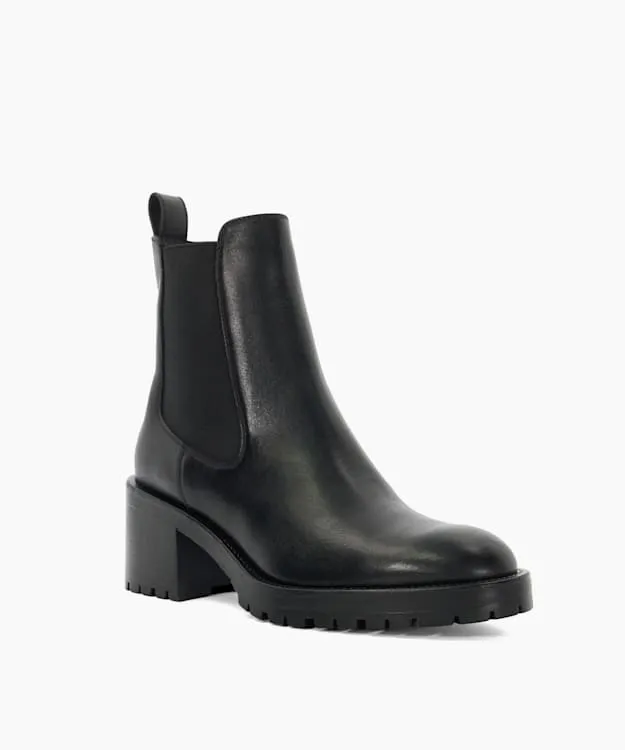 Women Dune London Ankle Boots Chunky Block Heel Chelsea Boots Black
