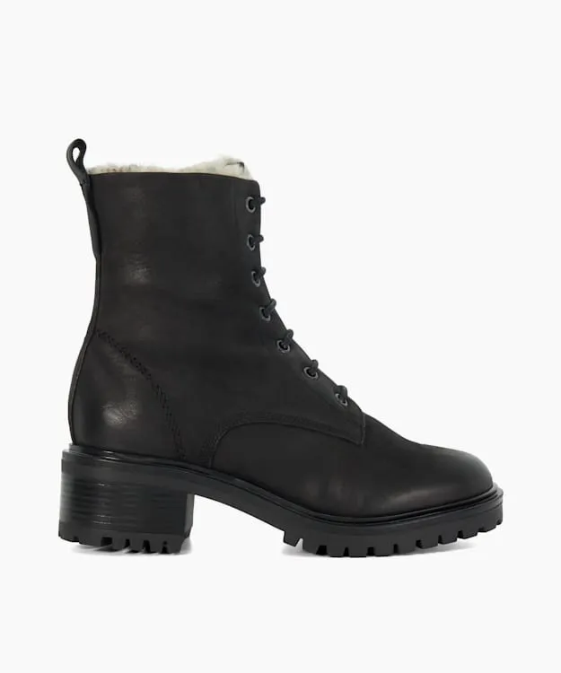 Women Dune London Ankle Boots Chunky FauxFur Lined Boots Black