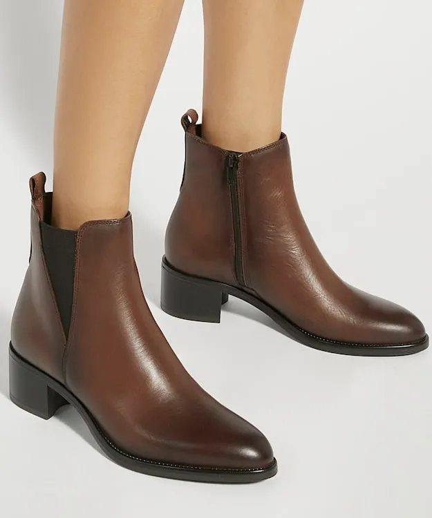 Women Dune London Ankle Boots Leather Ankle Boots Brown