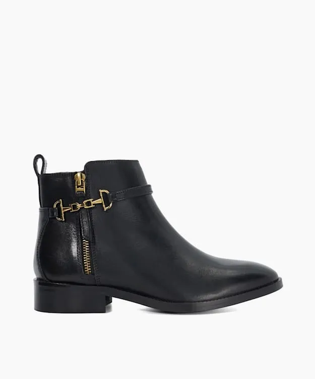 Women Dune London Black Boots Leather BuckleDetail Ankle Boots Black