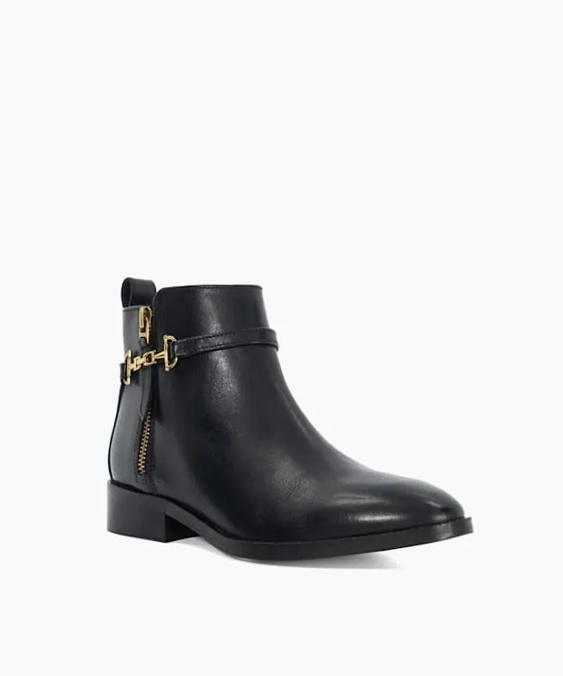 Women Dune London Black Boots Leather BuckleDetail Ankle Boots Black