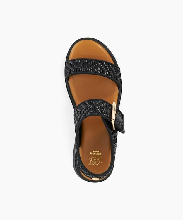 Women Dune London Black Sandals Open Toe Flat Sandals Black