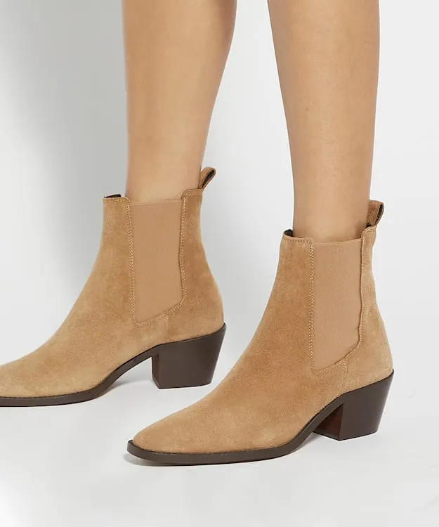 Women Dune London Chelsea Boots Suede Western Boots Neutral