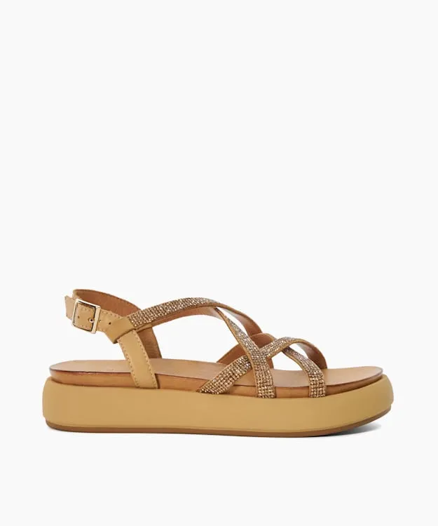 Women Dune London Chunky Sandals Chunky Embellished Sandals Brown