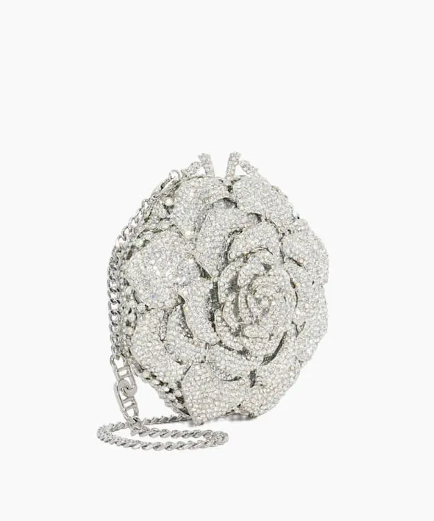 Women Dune London Clutch Bags Floral Diamante Embellished Clutch Metallic