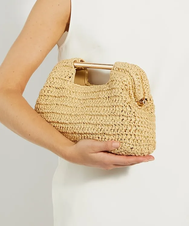 Women Dune London Clutch Bags Raffia Clutch Bag Neutral