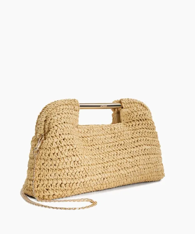 Women Dune London Clutch Bags Raffia Clutch Bag Neutral