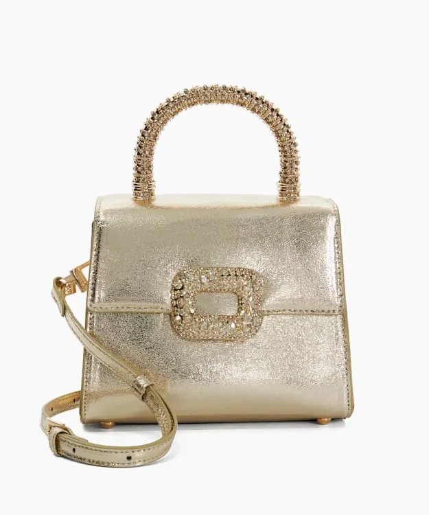 Women Dune London Crossbody Bags Brooch Detail Top Handle Bag Metallic