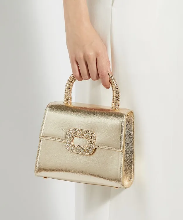 Women Dune London Crossbody Bags Brooch Detail Top Handle Bag Metallic