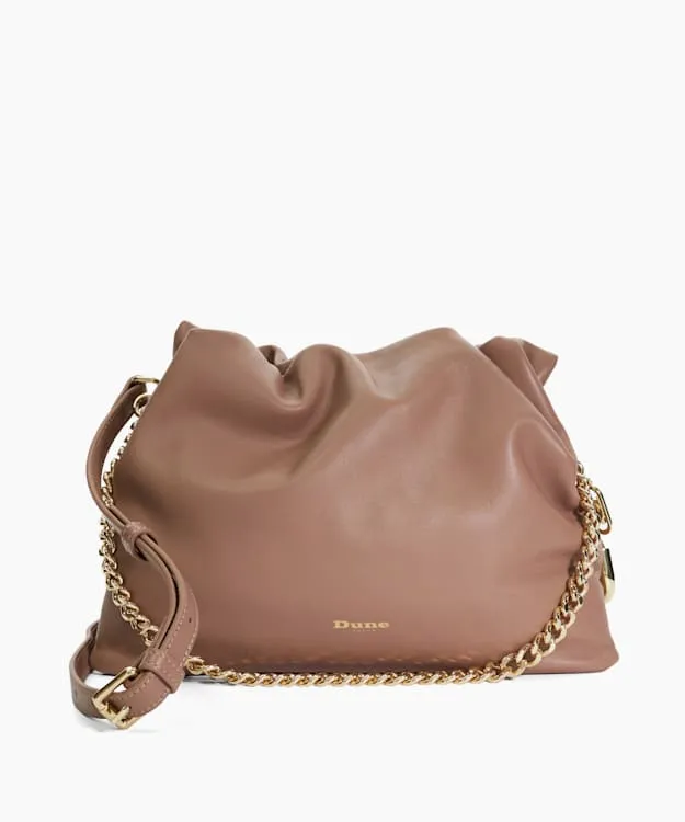Women Dune London Crossbody Bags Leather Drawstring Bag Brown