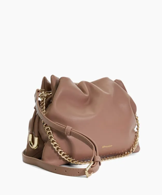 Women Dune London Crossbody Bags Leather Drawstring Bag Brown