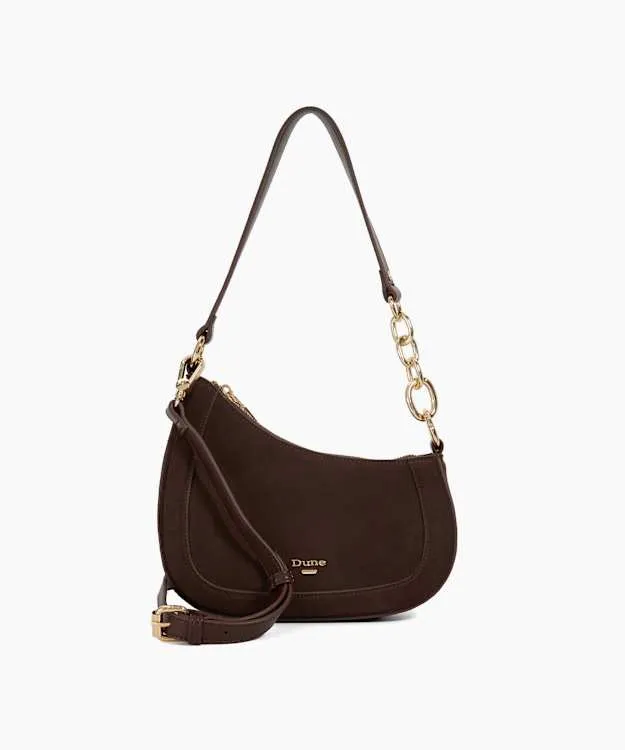 Women Dune London Handbags Asymmetric Chain Detail Shoulder Bag Brown