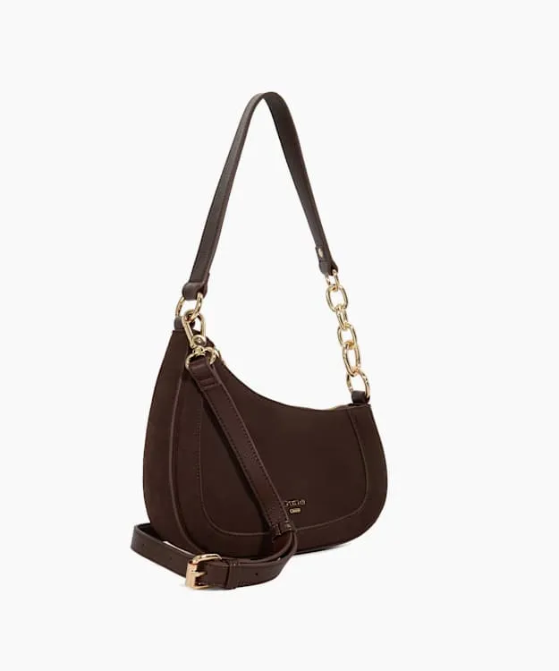 Women Dune London Handbags Asymmetric Chain Detail Shoulder Bag Brown