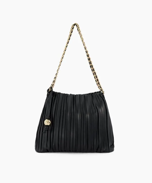 Women Dune London Handbags Pleated Chain Handle Bag Black