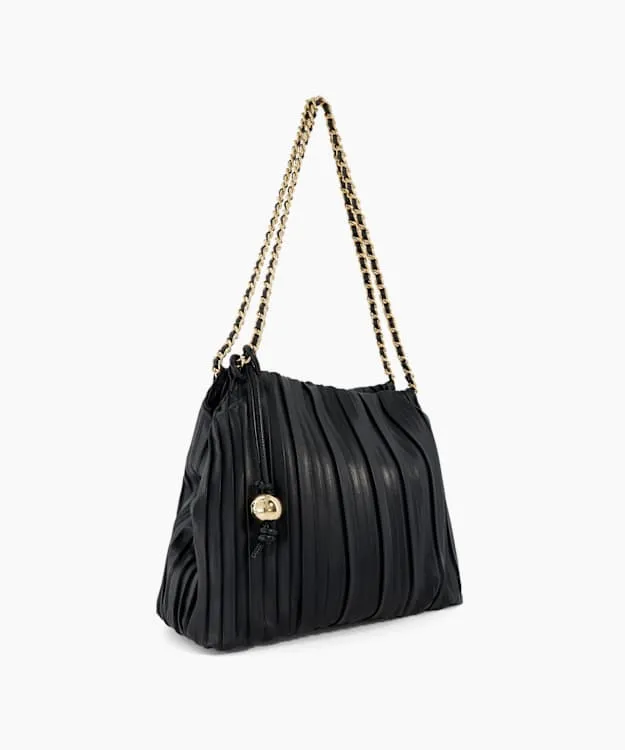 Women Dune London Handbags Pleated Chain Handle Bag Black