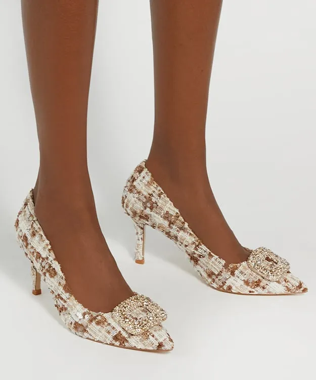 Women Dune London Heels SlipOn Stiletto Heel Court Shoes Neutral