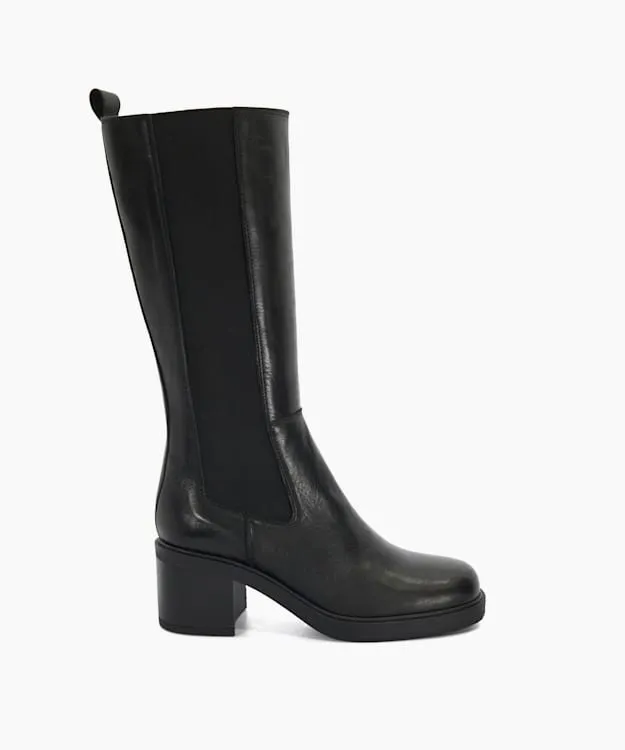 Women Dune London Knee High Boots BlockHeel KneeHigh Boots Black