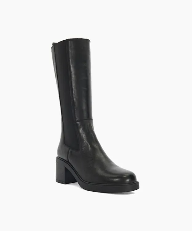 Women Dune London Knee High Boots BlockHeel KneeHigh Boots Black