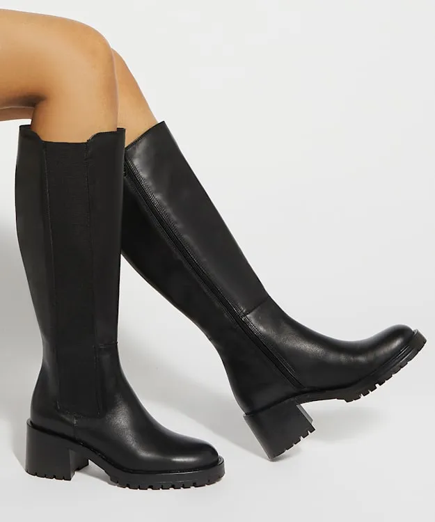 Women Dune London Knee High Boots Chunky KneeHigh Boots Black
