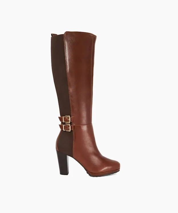 Women Dune London Knee High Boots Over The Knee Heel Boots Brown