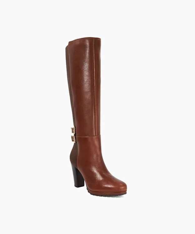 Women Dune London Knee High Boots Over The Knee Heel Boots Brown