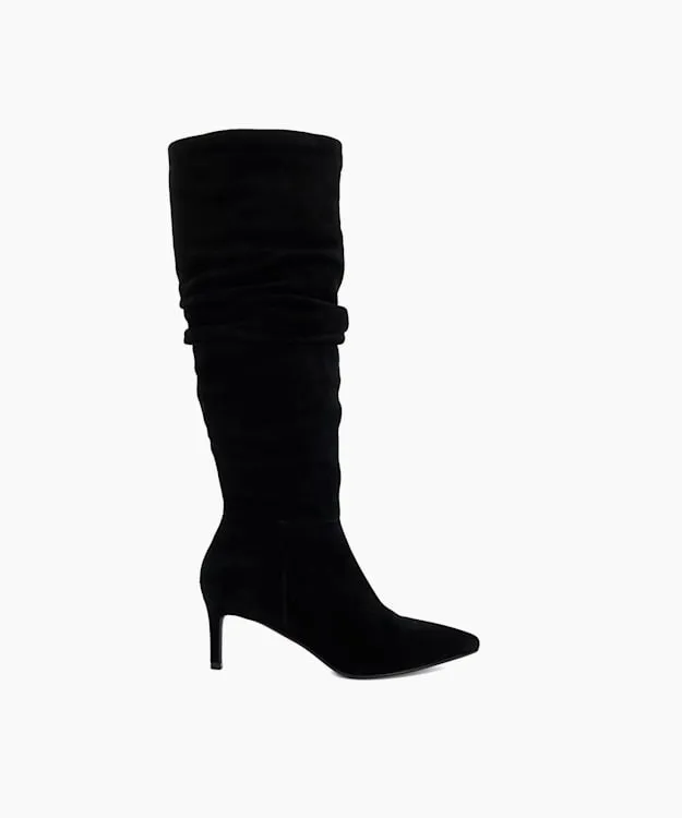 Women Dune London Knee High Boots Pointed Toe Slouchy KneeHigh Boots Black