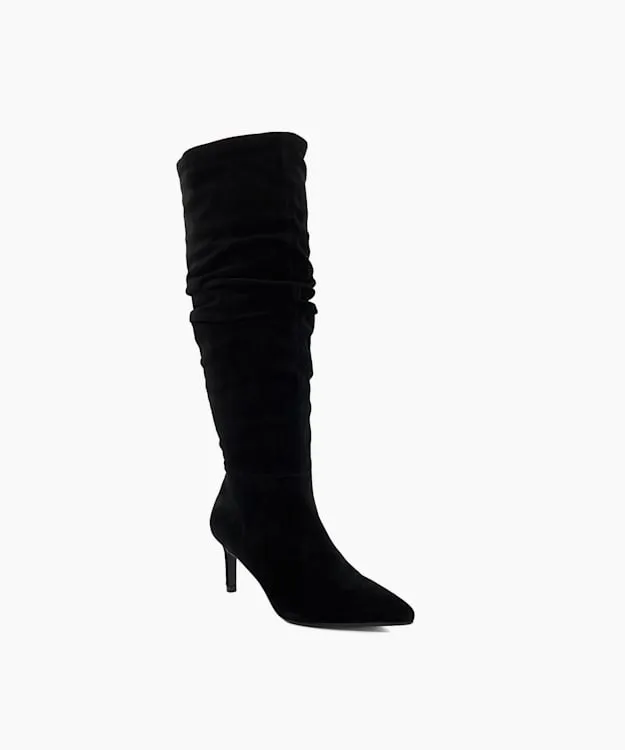 Women Dune London Knee High Boots Pointed Toe Slouchy KneeHigh Boots Black