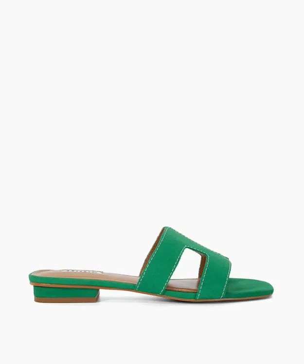 Women Dune London Loupe Sandals Smart Slider Sandals Green Suede
