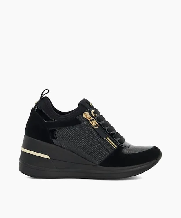 Women Dune London Trainers Lace Up Wedge Trainers Black