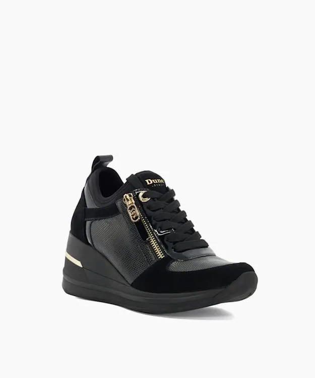Women Dune London Trainers Lace Up Wedge Trainers Black