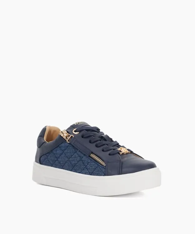 Women Dune London Trainers Quilted Flatform Lace Up Trainers Blue