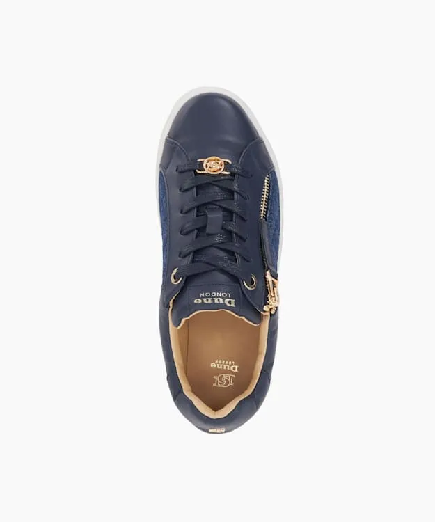 Women Dune London Trainers Quilted Flatform Lace Up Trainers Blue