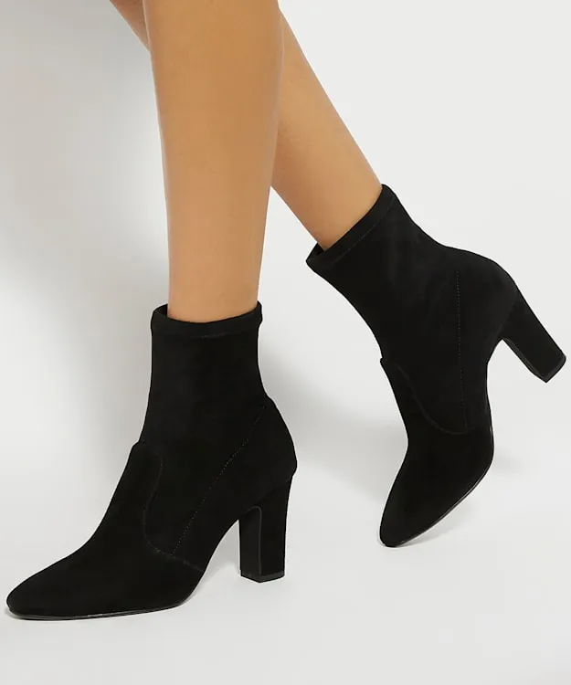 Women Dune London Wide Fit Boots Wide Fit Almond Toe Sock Boots Black