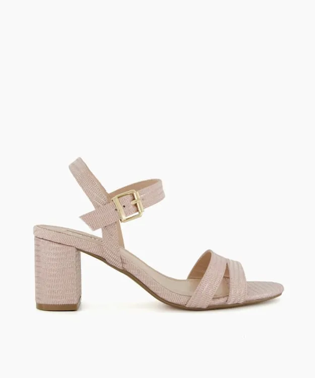Women Dune London Wide Fit Sandals WideFit MidBlockHeel Sandals Metallic