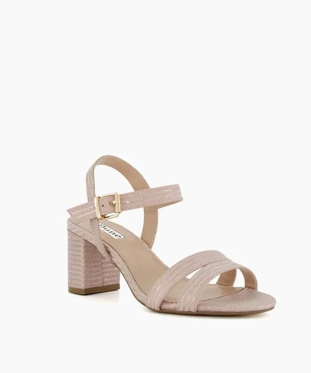 Women Dune London Wide Fit Sandals WideFit MidBlockHeel Sandals Metallic