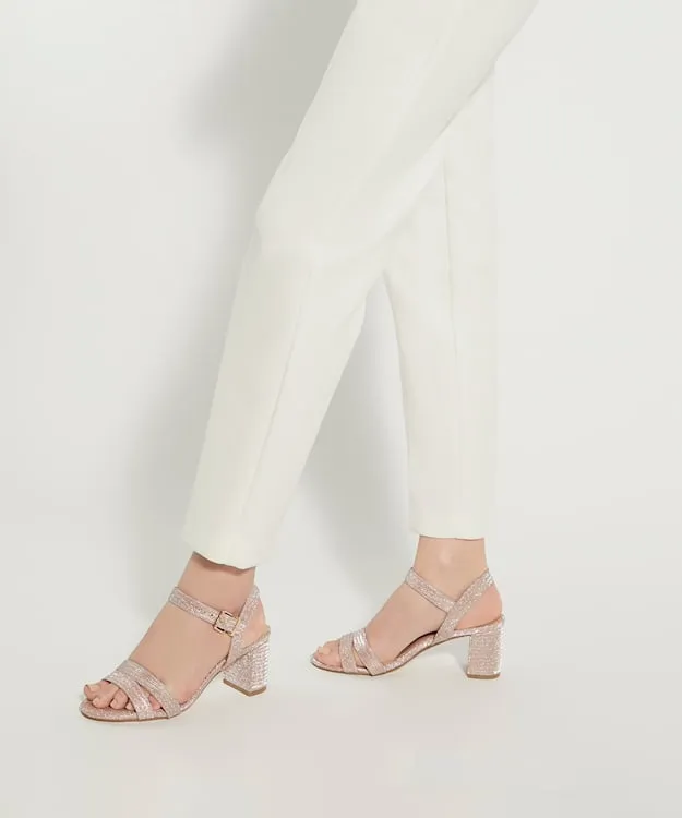 Women Dune London Wide Fit Sandals WideFit MidBlockHeel Sandals Metallic