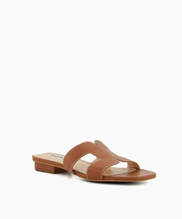 Women Dune London Wide Fit Sandals Wide Fit Smart Slider Sandals Brown