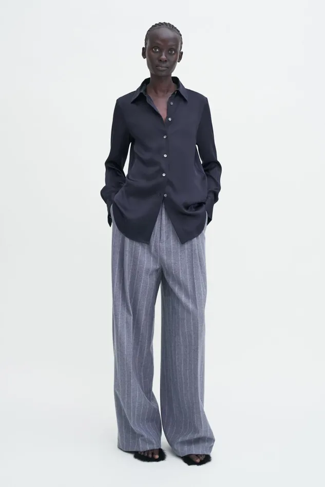 Women Eira Silk Shirt Navy Filippa K Shirts and Blouses