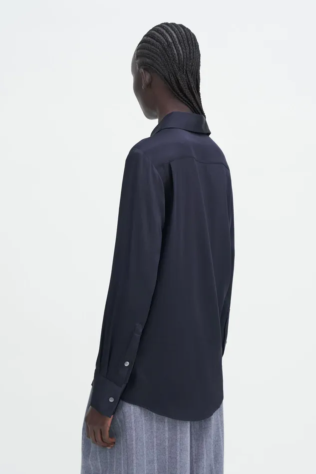 Women Eira Silk Shirt Navy Filippa K Shirts and Blouses