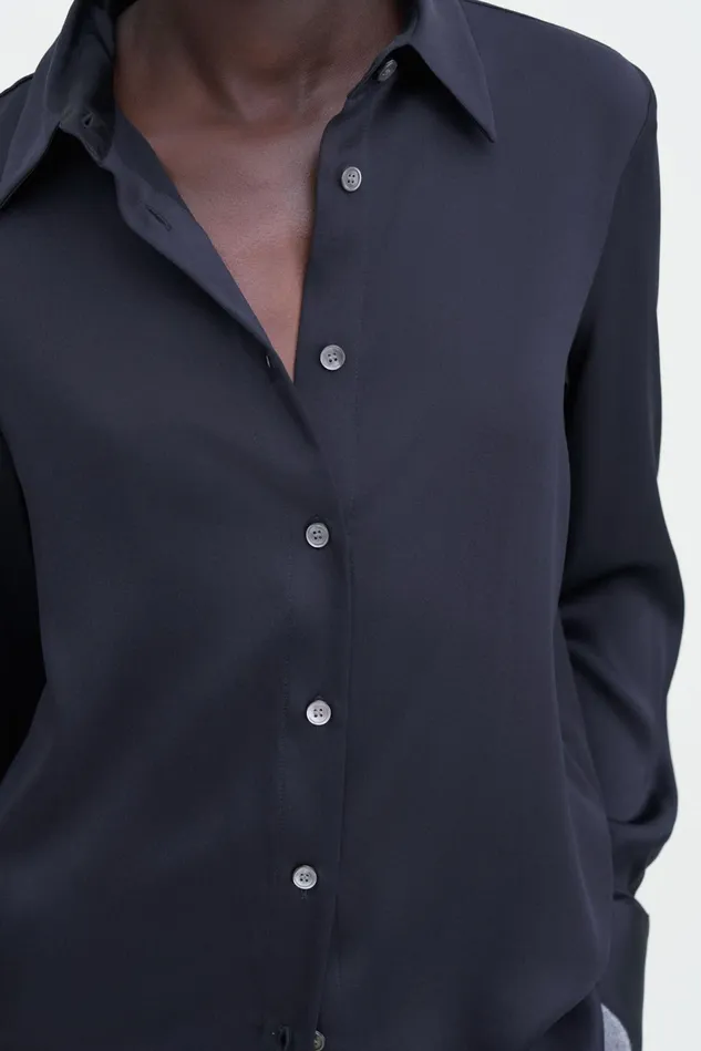 Women Eira Silk Shirt Navy Filippa K Shirts and Blouses