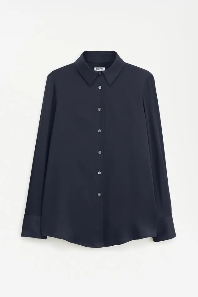 Women Eira Silk Shirt Navy Filippa K Shirts and Blouses