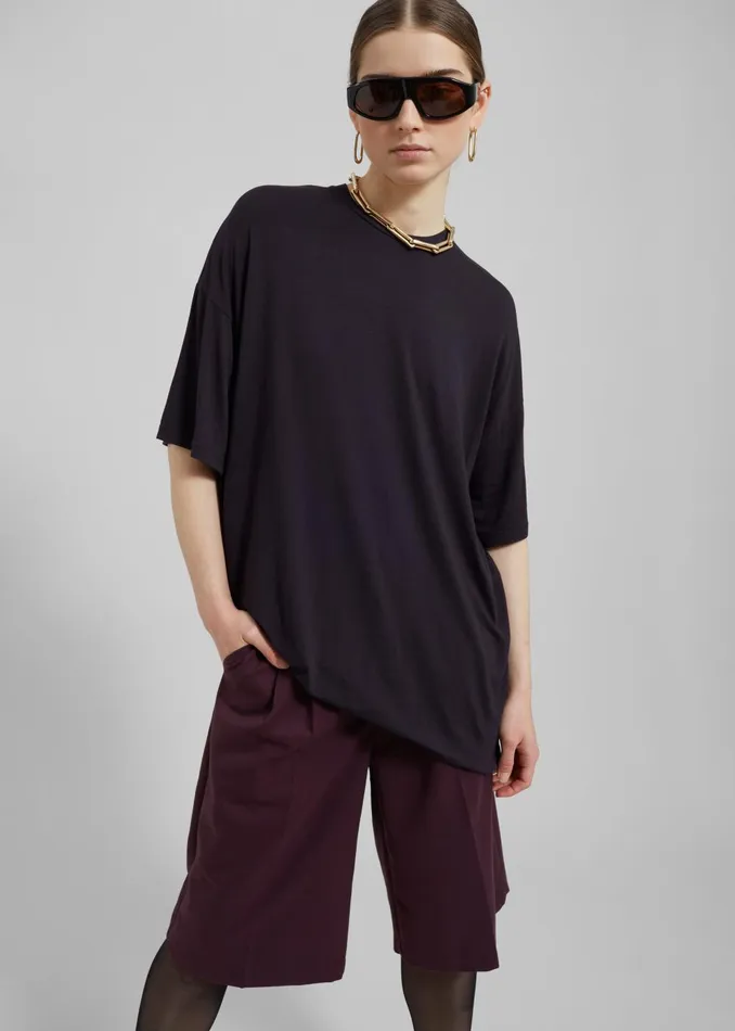 Women Ella Boxy Tee 8211 Dark Plum The Frankie Shop Tops