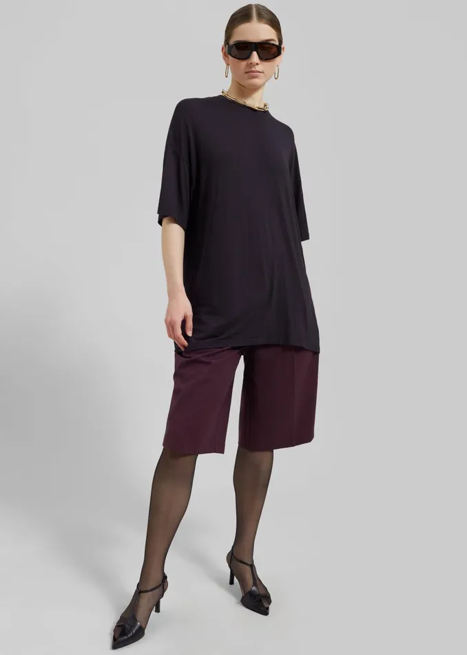 Women Ella Boxy Tee 8211 Dark Plum The Frankie Shop Tops