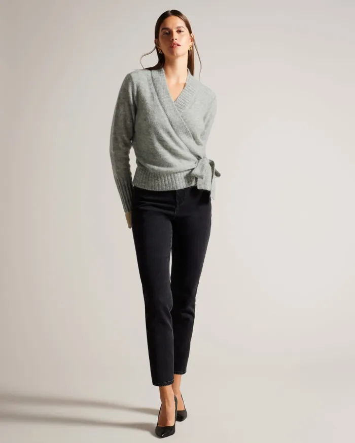 Women ELLIIAN 8211 Wool Blend Wrap Cardigan Light Grey Ted Baker Tops and Blouses Women ELLIIAN 8211 Wool Blend Wrap Cardigan Light Grey Ted Baker Tops and Blouses