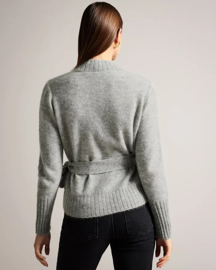 Women ELLIIAN 8211 Wool Blend Wrap Cardigan Light Grey Ted Baker Tops and Blouses Women ELLIIAN 8211 Wool Blend Wrap Cardigan Light Grey Ted Baker Tops and Blouses